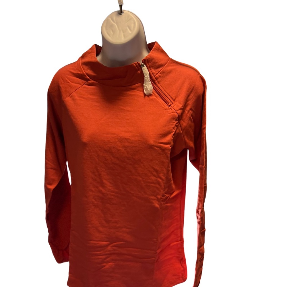 Sport Savvy French Terry Long Sleeve Funnel Neck with Zipper Clay Red XXS